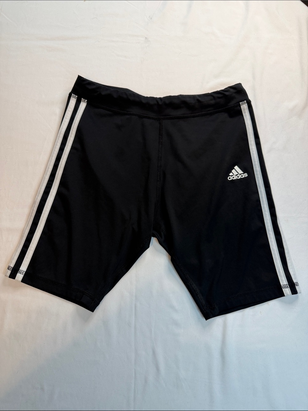 adidas Black Athletic Shorts with White Side Stripes